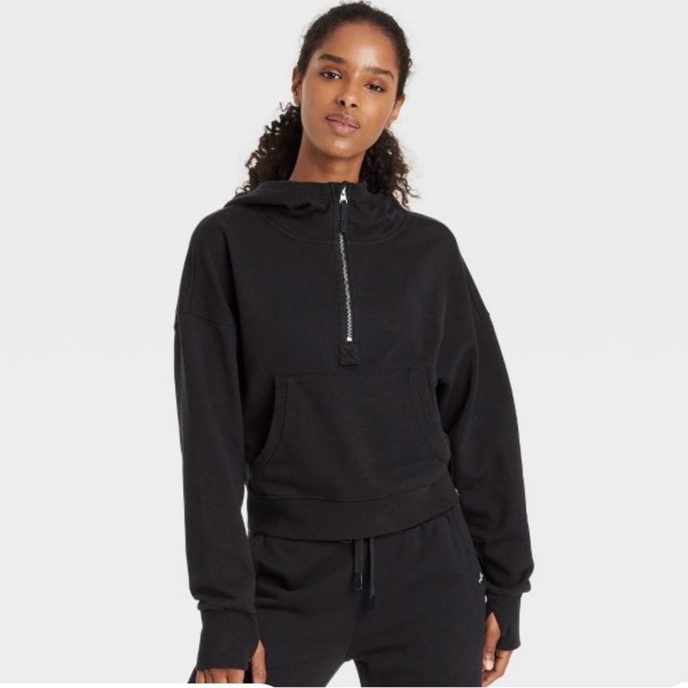 Women's French Terry 1/2 Zip Hooded Pullover Sweatshirt - JoyLab™